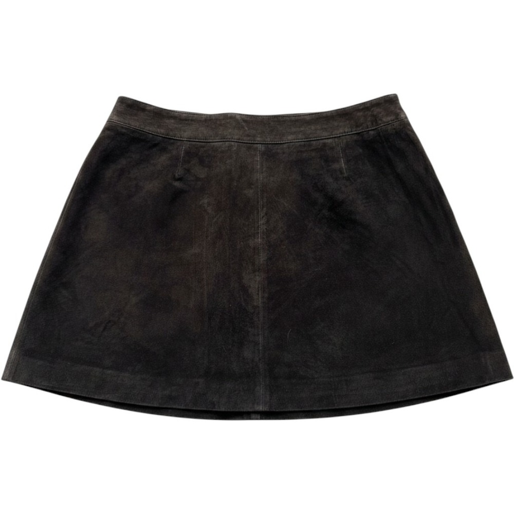 Central Park West Dark Brown Suede A-Line Mini Skirt 40088W Size M NWT